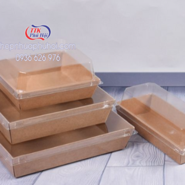 Hộp giấy Kraft nắp trong đựng sushi